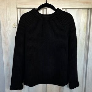 Quince Black 100% Organic Cotton Knit Fisherman Sweater